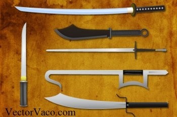 facas e espadas vetores espada japonesa vector samurai ai Kung Fu espada ai kill bill samurai de vetor de vetor