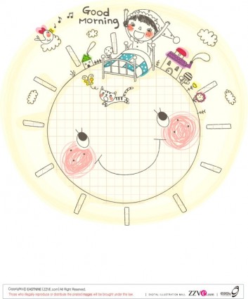 Hàn Quốc dễ thương vẽ đường vector gia đình