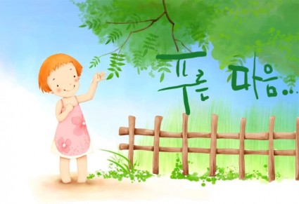 Корейские дети иллюстратор psd