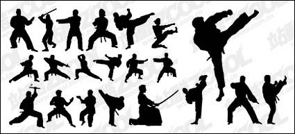 Kung fu acção silhueta vector