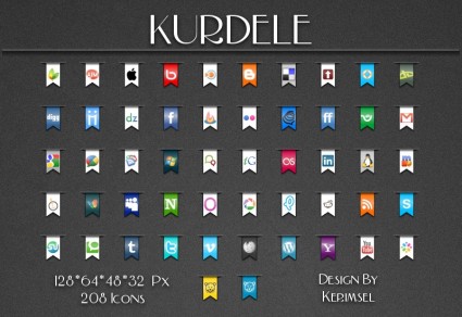 kurdele social icônes icônes pack