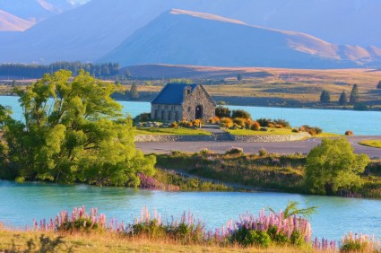 lake tekapo Nueva Zelanda iglesia