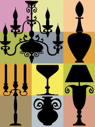 vector silhouettes lampes