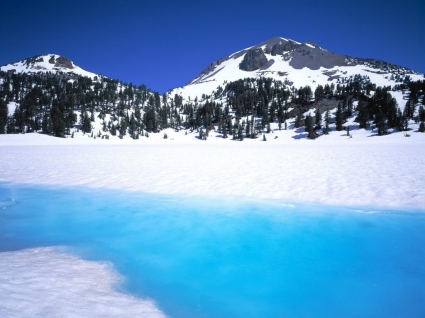 naturaleza de invierno fondos Lassen peak