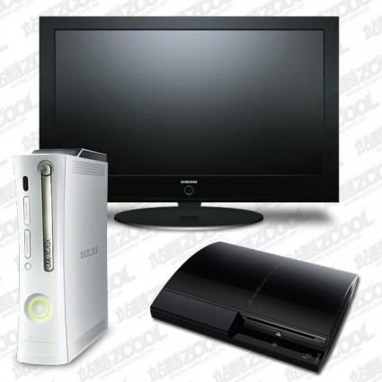LCD tv ps3 xbox 360 consola ícone psd em camadas