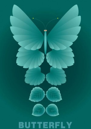 葉と蝶のベクトル