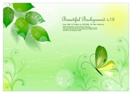 Leaves And Butterflies Vector Fantasy Background