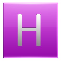 ตัวอักษร h สีชมพู