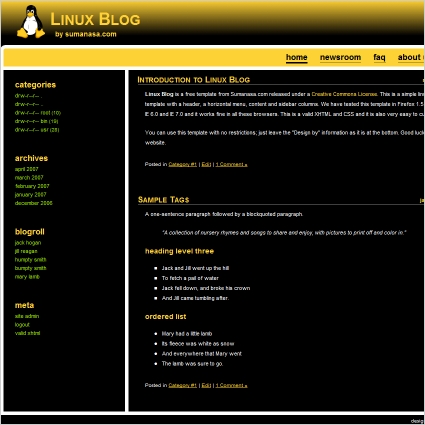 linux のブログ テンプレート