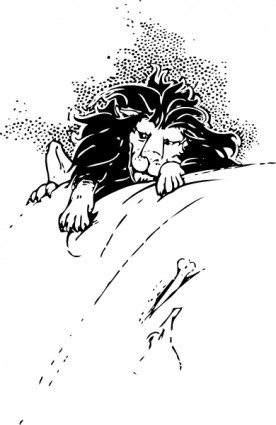 ライオンと骨のクリップアート