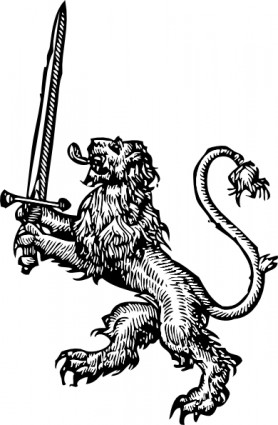 singa dengan pedang clip art