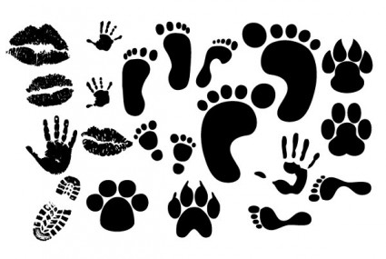 Lip Footprints Shoe Prints Fingerprint Vector