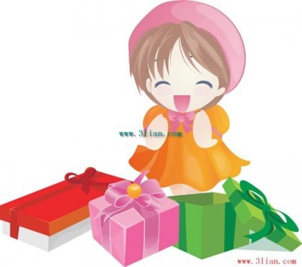 kleine Mädchen-Geschenkboxen Vektor