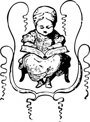 فتاة صغيرة قراءة القصاصة الفنية