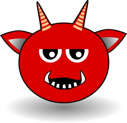 Little cartoon de cabeça de demônio vermelho