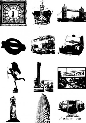 องค์ประกอบเวกเตอร์รูปเงาดำของเมืองลอนดอน