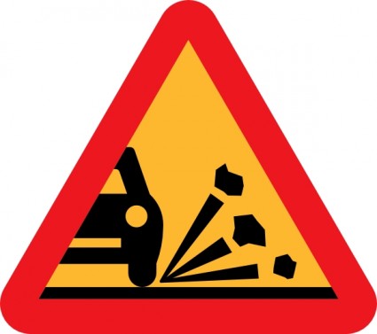 Loose Stones On The Road Roadsign Clip Art