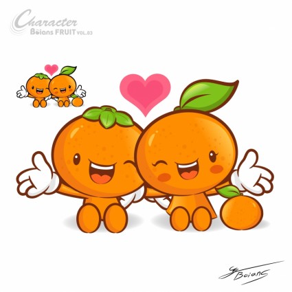 amor desenhos animados super frutas vector