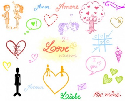 الحب مجموعة رسومات الشعار المبتكرة فرشاة