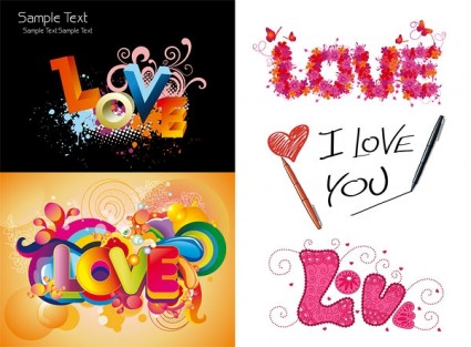 Love Love Colorful Pattern Vector