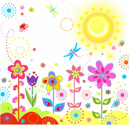 bunga-bunga indah vektor ilustrator anak-anak
