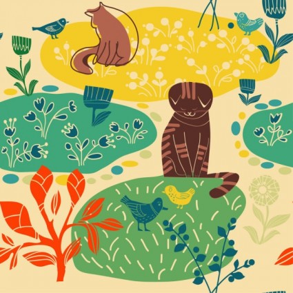 Lovely Lines Issued Cat Pattern Vector