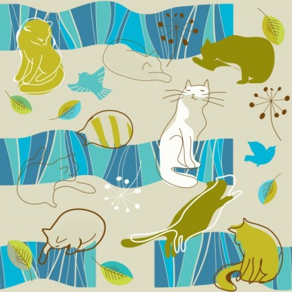 Lovely Lines Issued Cat Pattern Vector