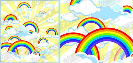 schöne Regenbogen-Vektor-Illustrationen-material
