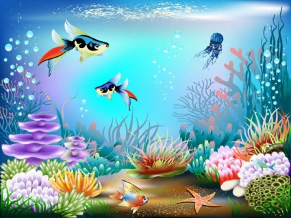 เวกเตอร์โลกใต้น้ำที่สวยงาม