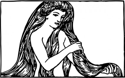 乙女と長い髪のクリップアート