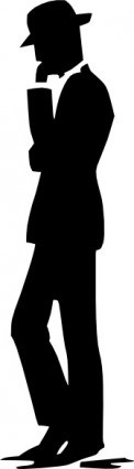 رجل يمشي في التحدث على الهاتف الخليوي صورة ظلية قصاصة فنية