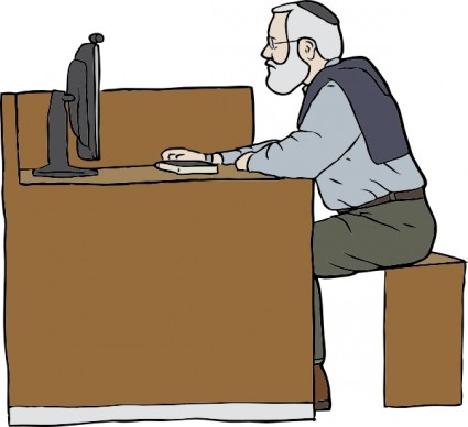 Man Working On Computer Clip Art
