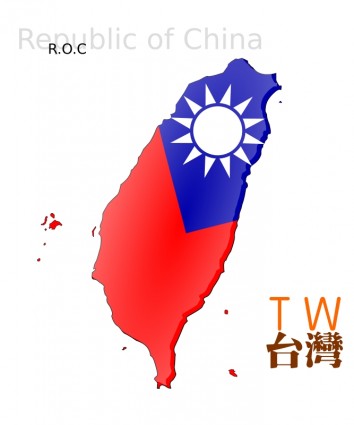 Bandera de mapa base de Taiwán