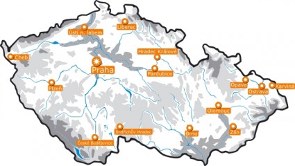خريطة للجمهورية التشيكية القصاصة الفنية