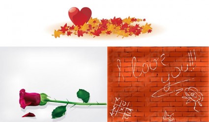 Maple Leaf Heartshaped Roses Wall Vector