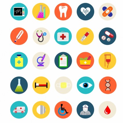 medis dan kesehatan datar ikon set