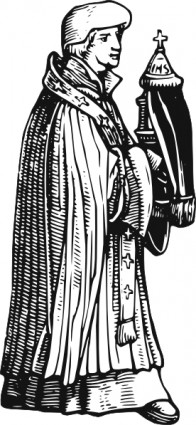 mittelalterliche Priester mit Sakrament ClipArt