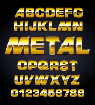 металлические текстуры шрифта дизайн вектор