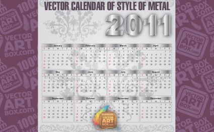 calendrier Metal vector