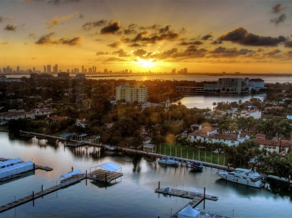 Miami matahari terbenam wallpaper Amerika Serikat dunia