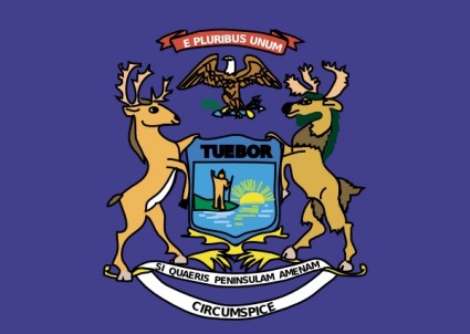 密歇根州州旗和徽章的剪贴画