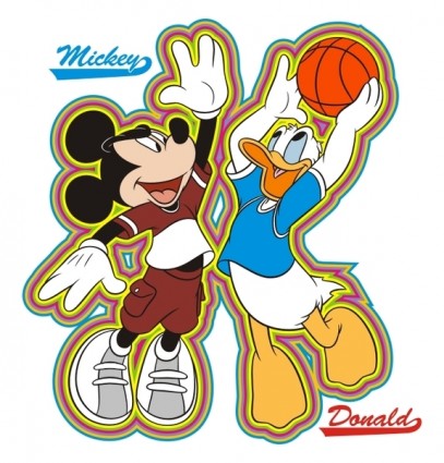 Mickey et donald de basket-ball
