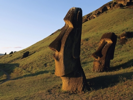 Moai bức tượng hình nền thế giới Chi-lê