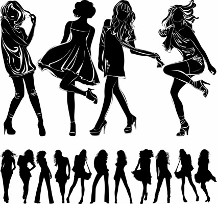 Modern Beauty Black And White Silhouette Vector