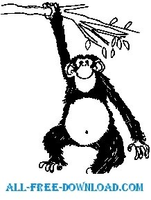 Ilustração de desenho animado de macaco fofo pendurado em árvore 3513751  Vetor no Vecteezy