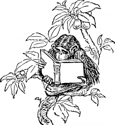 monyet membaca clip art