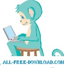 macaco com laptop