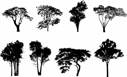 plusieurs arbres silhouette vecteur