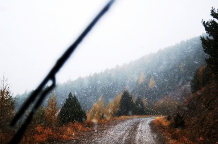 carretera de montaña nieve nieve