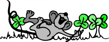 Mouse Playing In Shamrocks Clip Art